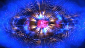 Vivid Blue Cosmic Explosion Abstract Background With Radiant Light Streaks. A vibrant, abstract image featuring a radiant blue explosion motif with golden streaks and a bright core.  - Powered by Shutterstock - Get 15% off with code: PIKWIZARD15