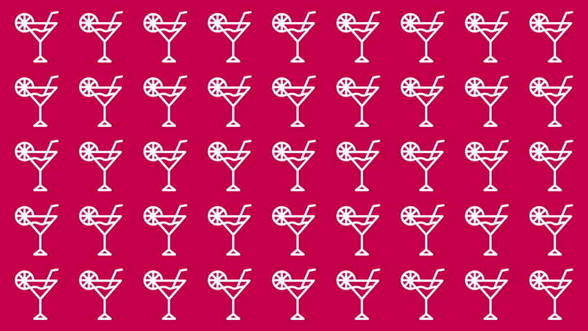 Pattern of white cocktail glasses on a pink background. Suitable for bar, restaurant, party invitations, summer events, and beverage designs.	
