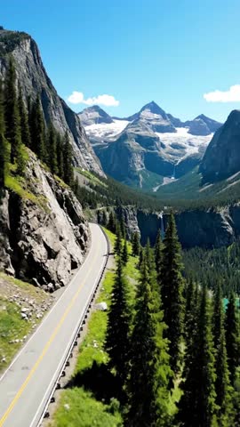 Spectacular Mountain Road Trip through Majestic Landscape with Waterfalls and Glaciers