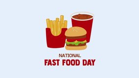Motion video celebrating National Fast Food Day, featuring burgers, fries, pizza, and other fast food items. Perfect for social media, marketing, and festive food campaigns. - Powered by Shutterstock - Get 15% off with code: PIKWIZARD15