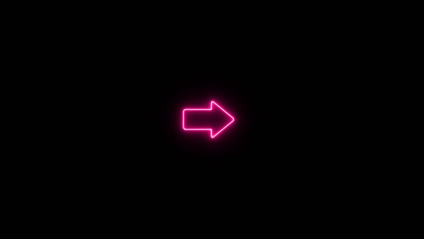 Futuristic Glowing Neon Direction Pointer. transition of arrow. direction arrow.Arrows pointing to points of interest.road direction arrow animation 4k