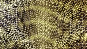 Abstract golden glowing wireframe mesh wave on dark background. Futuristic geometric digital network, topography, and big data visualization.	 - Powered by Shutterstock - Get 15% off with code: PIKWIZARD15