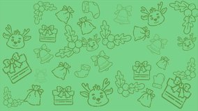 Pattern Christmas Outline seamless looping background color green with elegant icons deers santa of christmas doodles motion for celebration winter moment - Powered by Shutterstock - Get 15% off with code: PIKWIZARD15