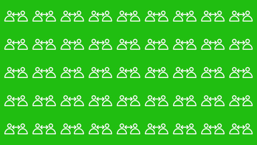 Green background with white social distancing icons pattern. Suitable for social media, health campaigns, posters, presentations, digital content, and print materials.