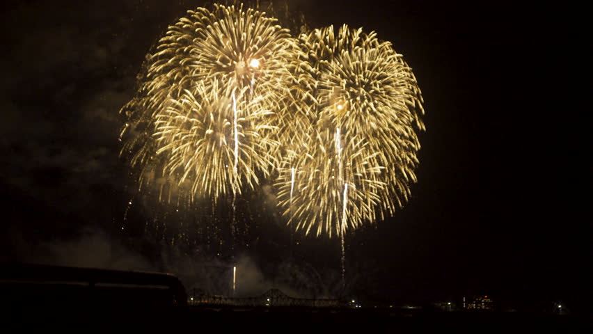 Real time shot of historic Nagaoka Fireworks Festival in Niigata, Japan