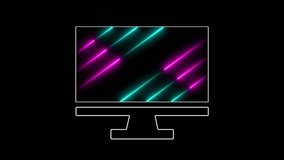 Neon lights glowing futuristic trendy red color seamless neon light line technology motion background in tv monotor. Neon lights blinking lines moving animation. - Powered by Shutterstock - Get 15% off with code: PIKWIZARD15