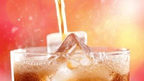 Glass of cola with ice, slow-motion splashing bubbles, refreshing carbonated drink, capturing effervescence, fizz, and thirst-quenching appeal. - Powered by Shutterstock - Get 15% off with code: PIKWIZARD15