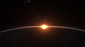 Stunning 3D animation of sunrise over Earth from space, showcasing the planet’s beauty, atmospheric glow, rotation, and a cosmic perspective of our world in orbit. - Powered by Shutterstock - Get 15% off with code: PIKWIZARD15