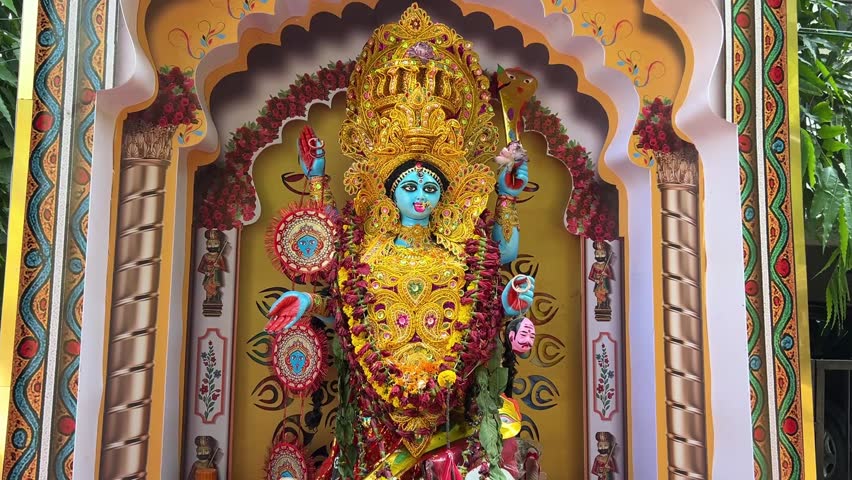Beautiful idol of Maa Kali in a Pandal in Kolkata