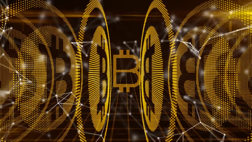 Dynamic digital animation of Bitcoin blockchain technology showing encrypted data, cryptocurrency symbols, and a global network representing secure modern financial systems. - Powered by Shutterstock - Get 15% off with code: PIKWIZARD15