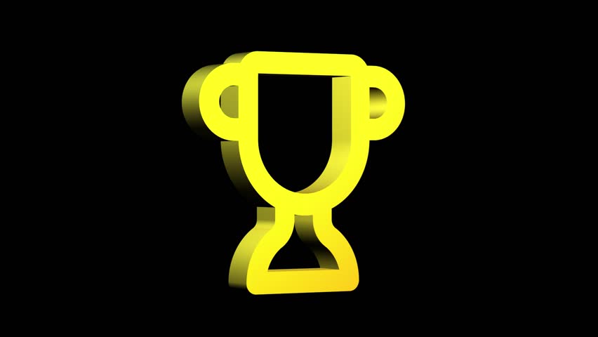 Golden Trophy Spinning Loop Animation, Luxury 3D Gold Award Rotating, Winner Cup Victory Prize, Champion Reward Icon, Premium Success Symbol Motion Graphic