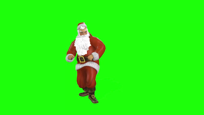 Front walking of santa claus man green screen or chroma key video clip motion