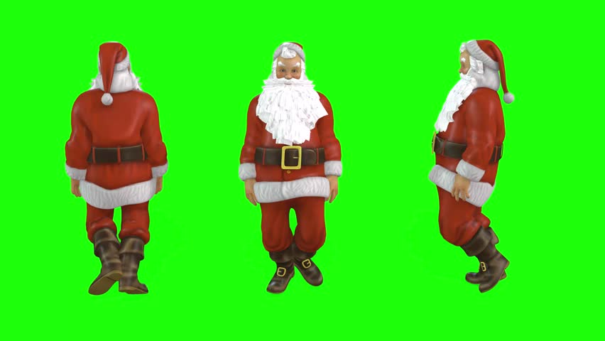Laughing and walking santa claus old man green screen or chrom key video clip motion background