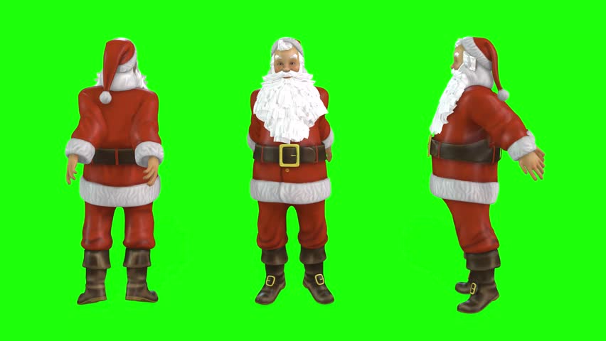 Dancing and walking santa claus old man green screen or chroma key video motion