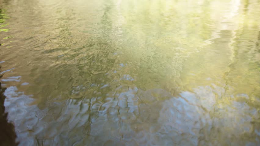 Water ripples on river surface slow motion.	

