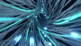 Dynamic fiber optic data flow. Abstract glowing blue, green light trails through intertwined cables. Represents high-speed internet, digital communication, global network, modern technology. Future - Powered by Shutterstock - Get 15% off with code: PIKWIZARD15