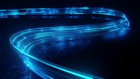 Dynamic blue fiber optic light trails. High-speed data transmission, global digital network, internet communication technology. Abstract background for modern tech themes. - Powered by Shutterstock - Get 15% off with code: PIKWIZARD15