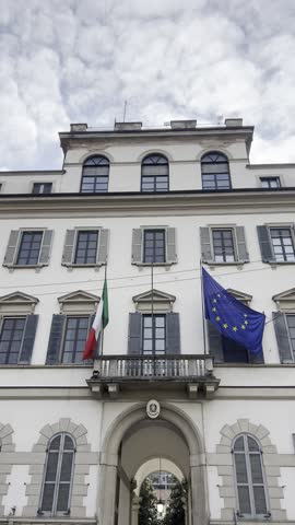 Carabinieri Police Building Facade in Central Milan, Italy