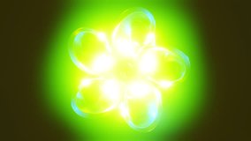 Abstract neon flower spins through blue green metallic ribbons in kaleidoscopic light - Powered by Shutterstock - Get 15% off with code: PIKWIZARD15
