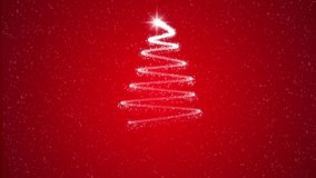 Glowing Christmas Tree Animation on Red Background with Sparkling Snow and Light Effects – Festive Holiday Motion Graphic - Powered by Shutterstock - Get 15% off with code: PIKWIZARD15