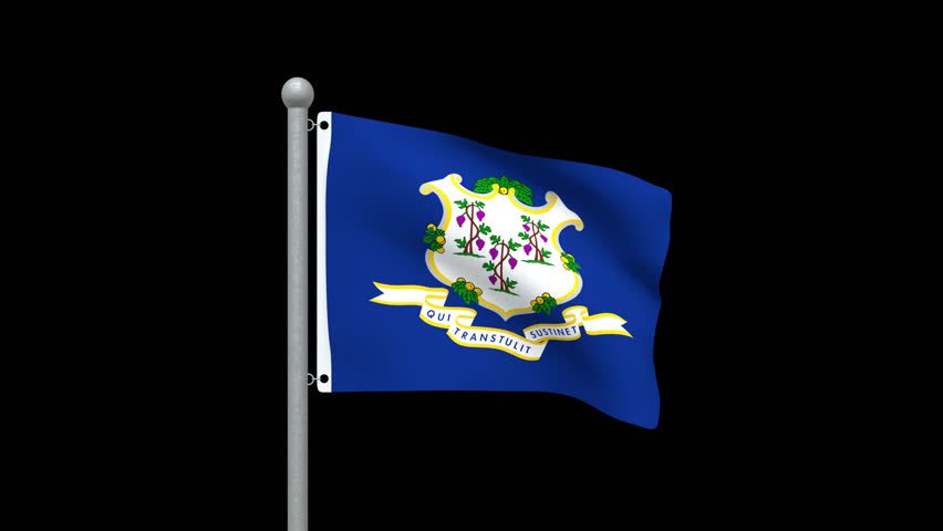Seamless Animated Flag of Connecticut State 4K