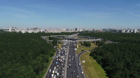 High Aerial View Major Highway Interchange