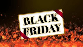 Against a backdrop of blazing flames, the BLACK FRIDAY card burning too hot to last and sparks flying - Powered by Shutterstock - Get 15% off with code: PIKWIZARD15