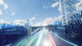 Digital Colorful Futuristic Business City. Camera Flowing Through the Abstract Streets with Technological Interconnected Lines Representing World Wide Web, Internet Connectivity and Big Data.3D render - Powered by Shutterstock - Get 15% off with code: PIKWIZARD15