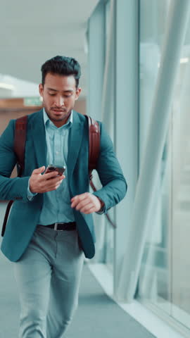 Businessman, watch or rush with delay for flight, boarding termination or late schedule in airport. Man, busy or running with wristwatch, anxiety or stress for travel time, mistake or plane departure