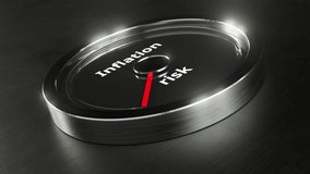 Animated gauge showing Inflation risk increasing toward red. Perfect for inflation topics, economic volatility, financial analysis, macro trend presentations and data visualization projects. Inflation - Powered by Shutterstock - Get 15% off with code: PIKWIZARD15