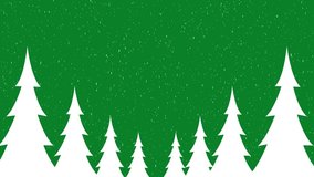 Retro Christmas background loop with snow falling, pine trees, and Seasons Greetings text. Ideal for holiday messages, cards, and seasonal promotions. - Powered by Shutterstock - Get 15% off with code: PIKWIZARD15