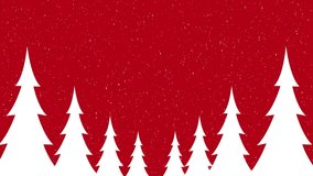 Retro Christmas background loop with snow falling, pine trees, and Seasons Greetings text. Ideal for holiday messages, cards, and seasonal promotions. - Powered by Shutterstock - Get 15% off with code: PIKWIZARD15