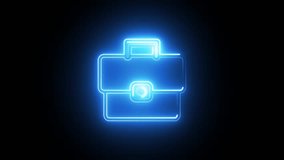 Futuristic Blue Neon School Bag or Work Case Symbol. Glowing Blue Neon Briefcase Icon Animation Loop. - Powered by Shutterstock - Get 15% off with code: PIKWIZARD15