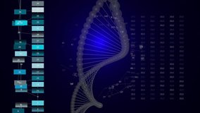 Simulated DNA analysis displays digital data and helix overlay interface. - Powered by Shutterstock - Get 15% off with code: PIKWIZARD15