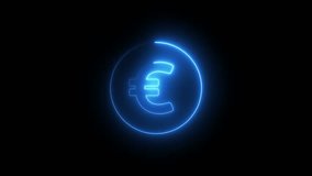 neon euro icon animation. Digital Euro sign, Glowing Neon light euro Sign Symbol animation on black background. Business and finance conceptual,	 - Powered by Shutterstock - Get 15% off with code: PIKWIZARD15