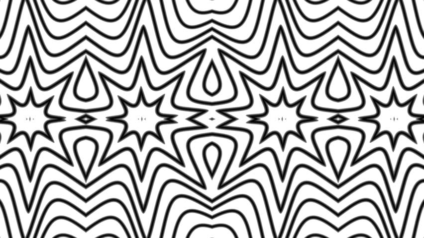 Abstract black and white patterned design with repeated shapes.