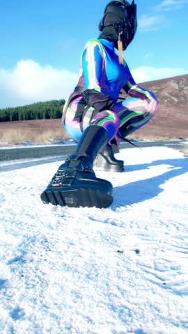 HD Vertical Shot of Cyber Robotic Lady Posing