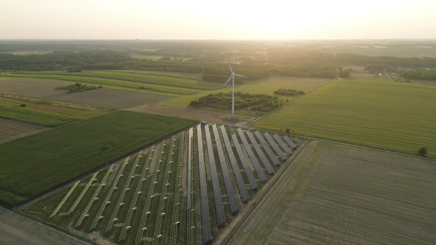 Solar farm and wind generator producing green power