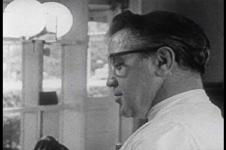 1950s - Family arrives at Barbershop and Beauty salon. Barber and stylist begin to work on their hair.