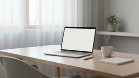 Cinematic shot of a laptop on a minimalist bright desk with subtle steam rising from a coffee mug. Soft natural daylight and calm workspace atmosphere. Subtle zoom-in. - Powered by Shutterstock - Get 15% off with code: PIKWIZARD15