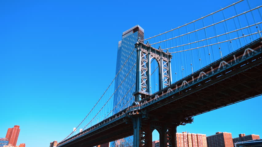 Manhattan Bridge over East River. Suspension bridge crossing the East River near Dumbo and Manhattan.