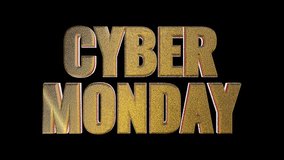 Cyber Monday 3D Golden Text Rotating Animation on Black Background - Powered by Shutterstock - Get 15% off with code: PIKWIZARD15
