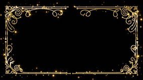 Ornate gold frame with sparkling swirls and floral accents, perfect for invitations, certificates, or elegant event decoration - Powered by Shutterstock - Get 15% off with code: PIKWIZARD15