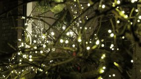 festive holiday scene, cozy home holiday lighting display, nighttime festive scene with illuminated roof and cozy atmosphere - Powered by Shutterstock - Get 15% off with code: PIKWIZARD15