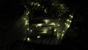 festive holiday scene, cozy home holiday lighting display, nighttime festive scene with illuminated roof and cozy atmosphere - Powered by Shutterstock - Get 15% off with code: PIKWIZARD15