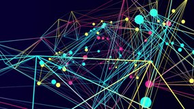 Complex multicolored plexus of dots, lines and polygons rotating and transforming smoothly in 3D on a seamless dark technological background - Powered by Shutterstock - Get 15% off with code: PIKWIZARD15