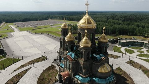 Aerial Orbit View of Cathedral of the Russian Armed Forces in Kubinka