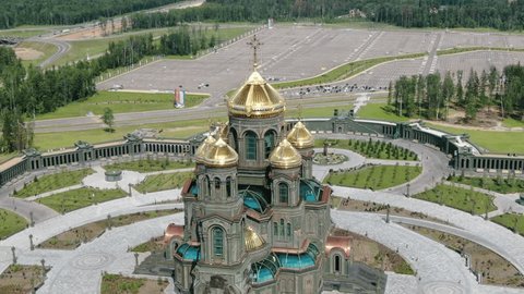 Drone Pulling Back from Cathedral of the Russian Armed Forces in Kubinka