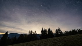 Starry Night Sky with Stars and Clouds over Forest Nature, Astronomy Time Lapse - Powered by Shutterstock - Get 15% off with code: PIKWIZARD15