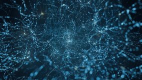 Flyby of a Glowing Sci-Fi Data Mesh, Neural Network- Futuristic Technology and Global Network - 4K loop, 3D render - Powered by Shutterstock - Get 15% off with code: PIKWIZARD15